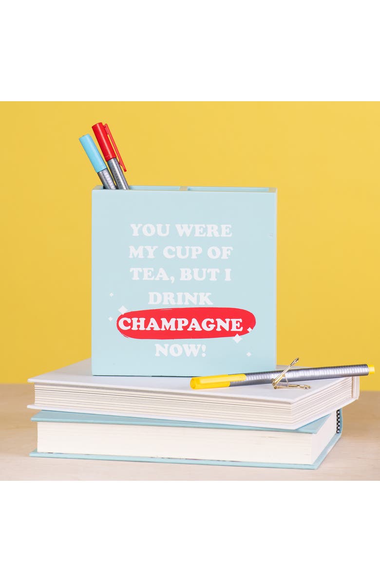 Totalee Gift I Drink Champagne Now Desk Organizer Wood Blue, Alternate, color, Blue