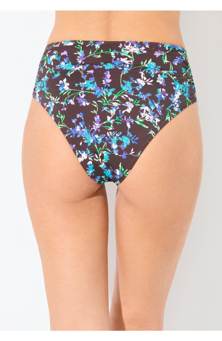 Swimsuits for All Side Shirred High Waist Swim Brief, Alternate, color, Espresso Floral
