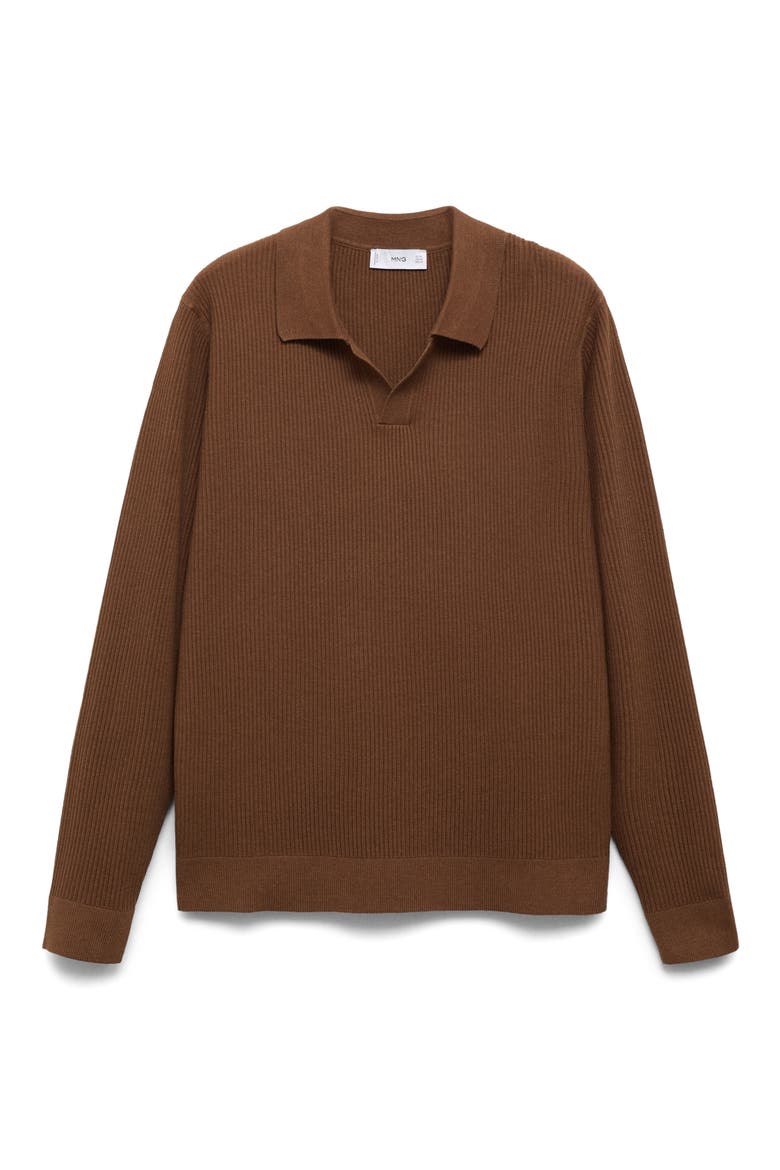 Johnny Collar Rib Polo Sweater, Alternate, color, TOBACCO BROWN