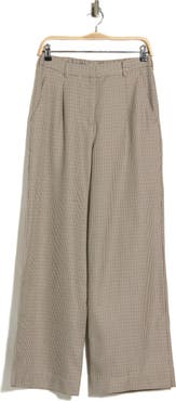 MAX STUDIO Plaid Pleat Front Wide Leg Trousers