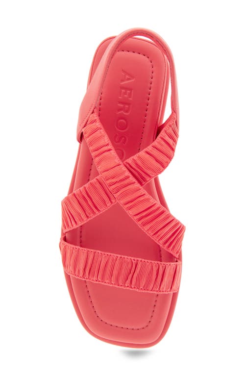 Shop Aerosoles Bora Slingback Wedge Sandal In Coral Rouched Elastic Fabric