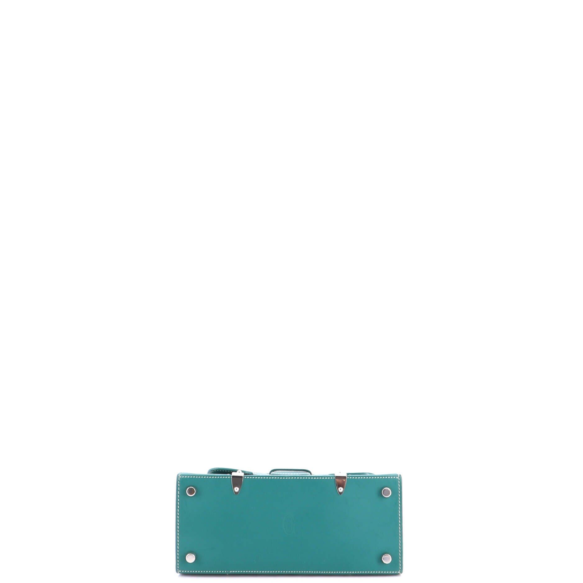 Structured Saigon Top Handle Bag Coated Canvas with Leather Mini, Alternate, color, Green