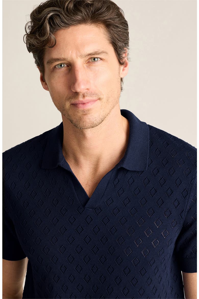 Johnny Collar Pointell Knit Polo, Alternate, color, NAVY