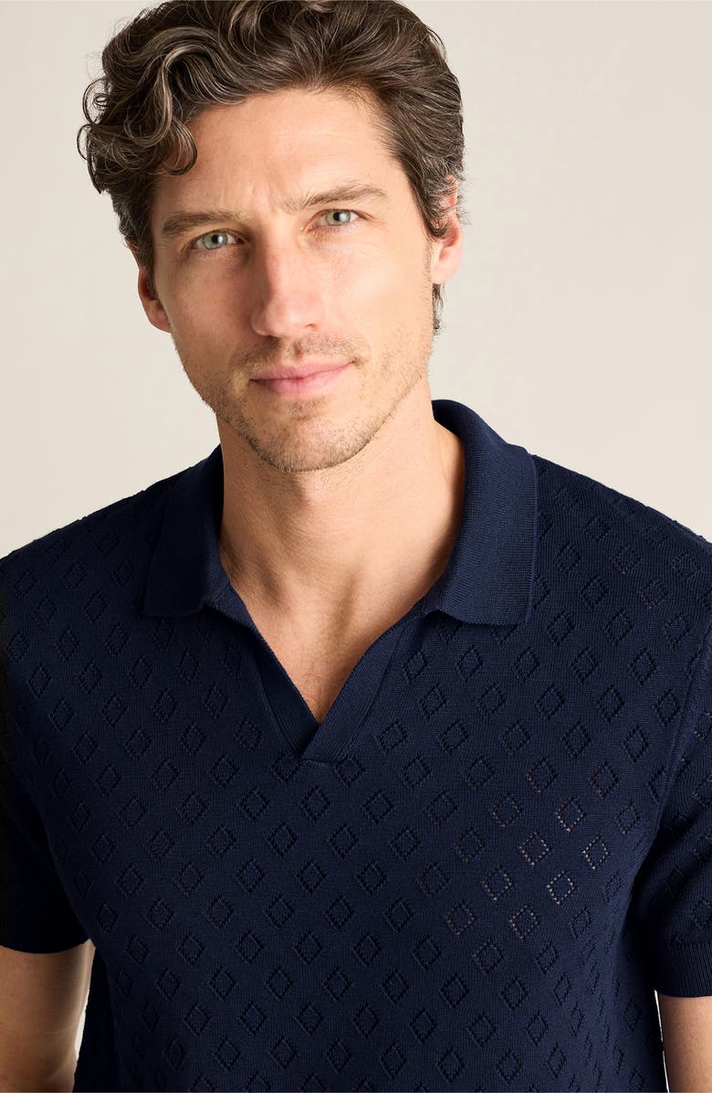 Bonobos Johnny Collar Pointell Knit Polo, Alternate, color, Navy
