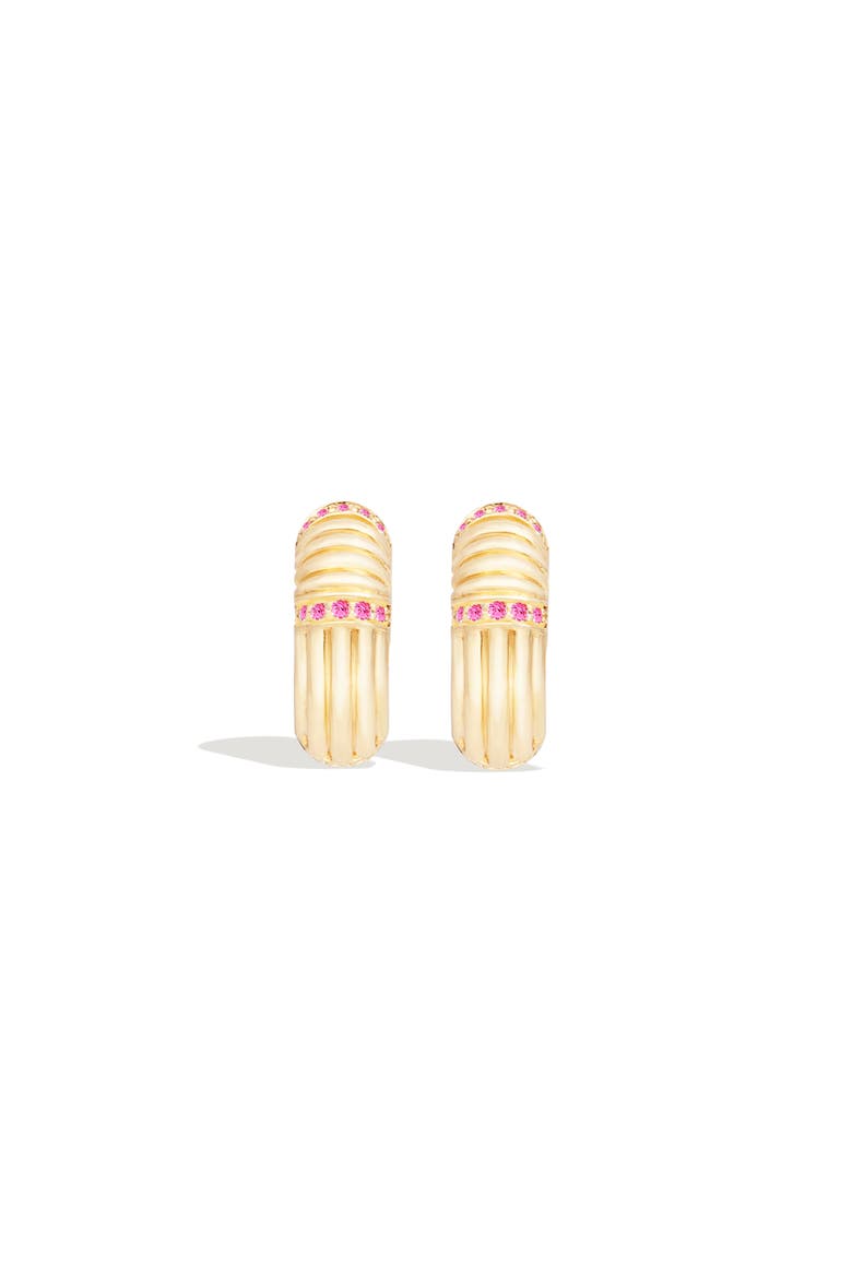 Found Ribbed Huggie, Main, color, Pink Sapphire- Gold
