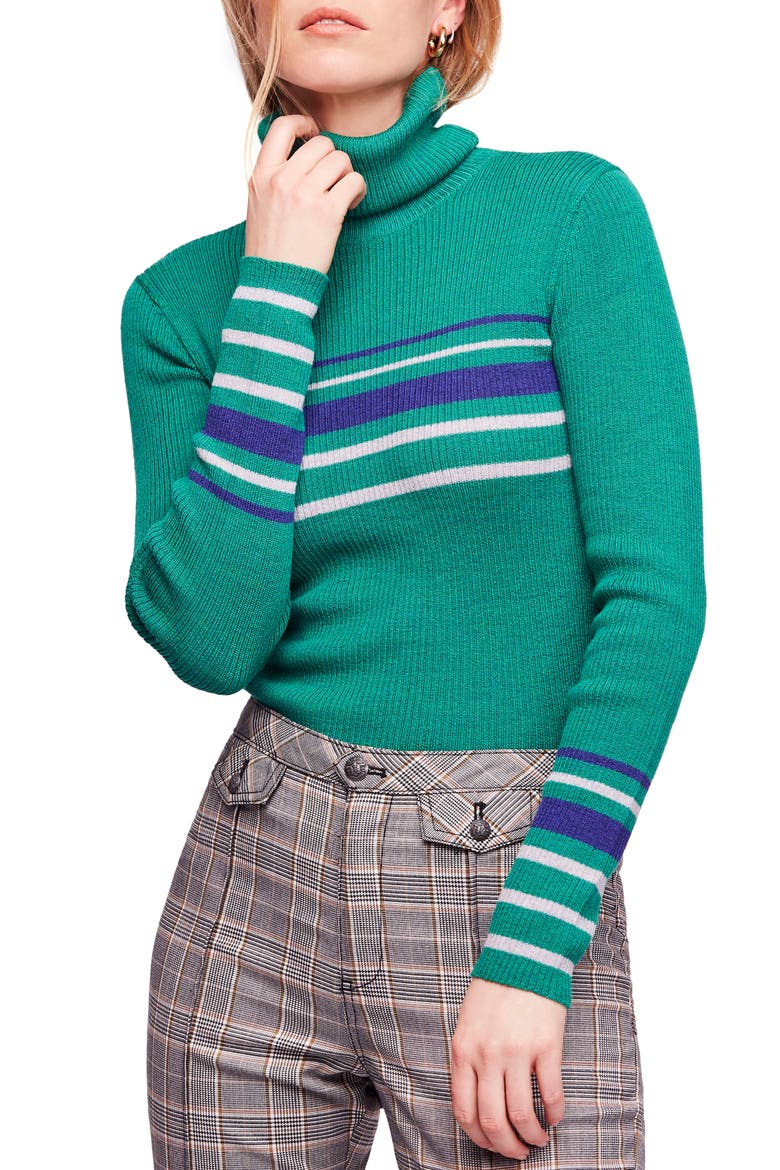 Turtleneck Sweater, Main, color, GREEN COMBO