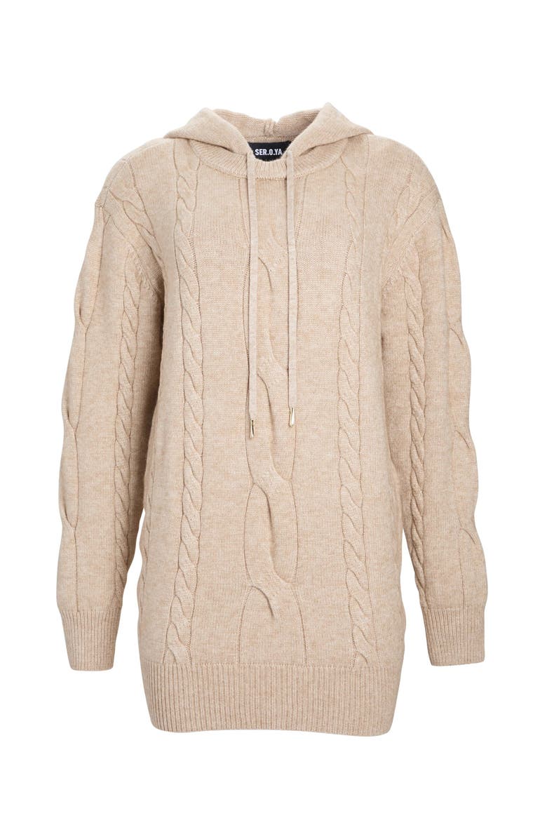 SER.O.YA Cab Cable Knit Hoodie Dress, Alternate, color, 