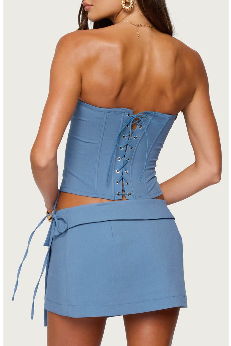 Selena Lace-Up Strapless Corset Top, Alternate, color, BLUE