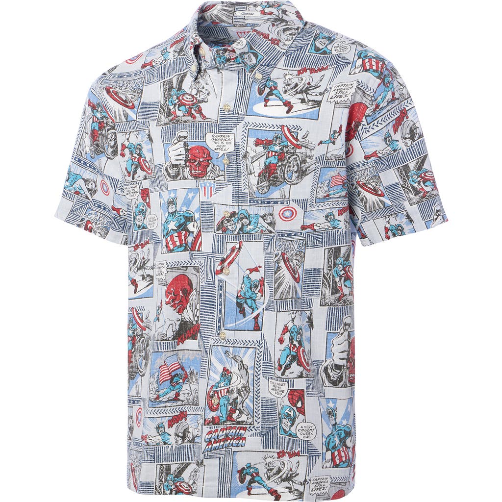 Reyn Spooner Marvel Captain America Classic Fit Button-down Shirt In Arctic Ice