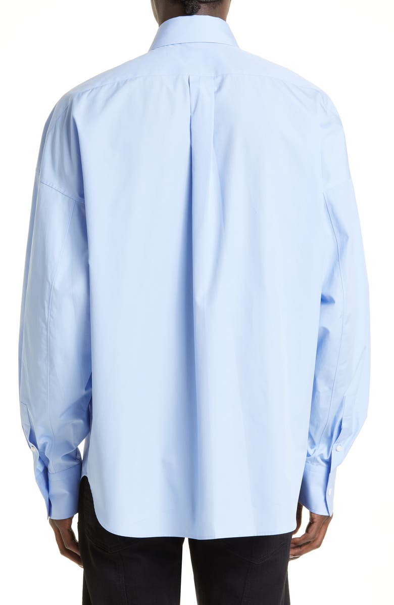 McQueen Oversize Cotton Button-Up Shirt, Alternate, color, Bluebell
