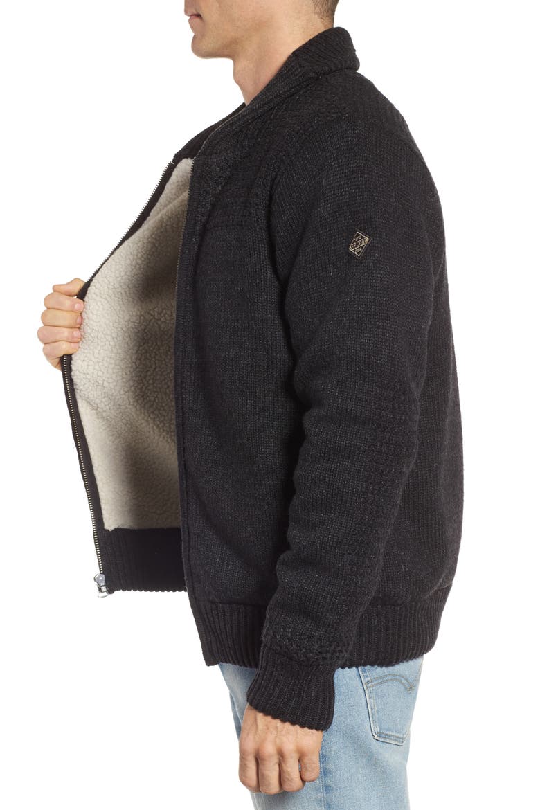 Lined Wool Blend Zip Sweater Jacket, Alternate, color, BLACK