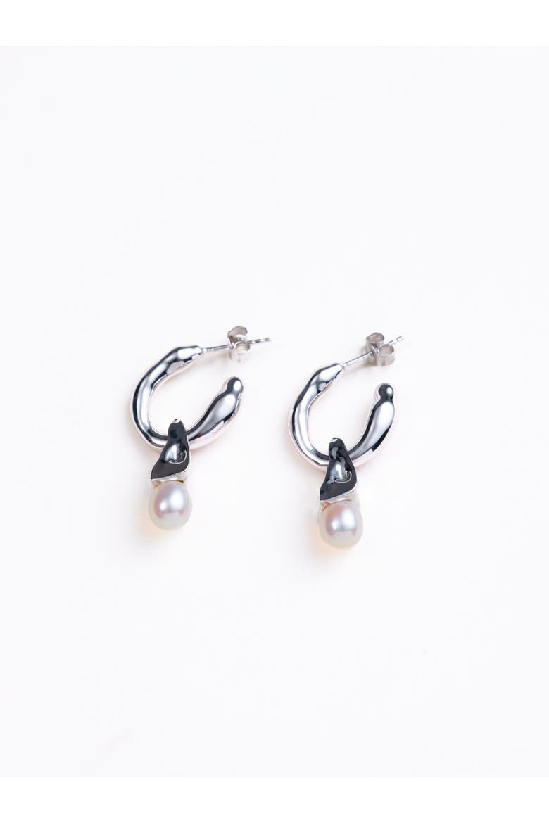 Danny Drop Pearl Earrings, Main, color, Recycled Sterling Silver
