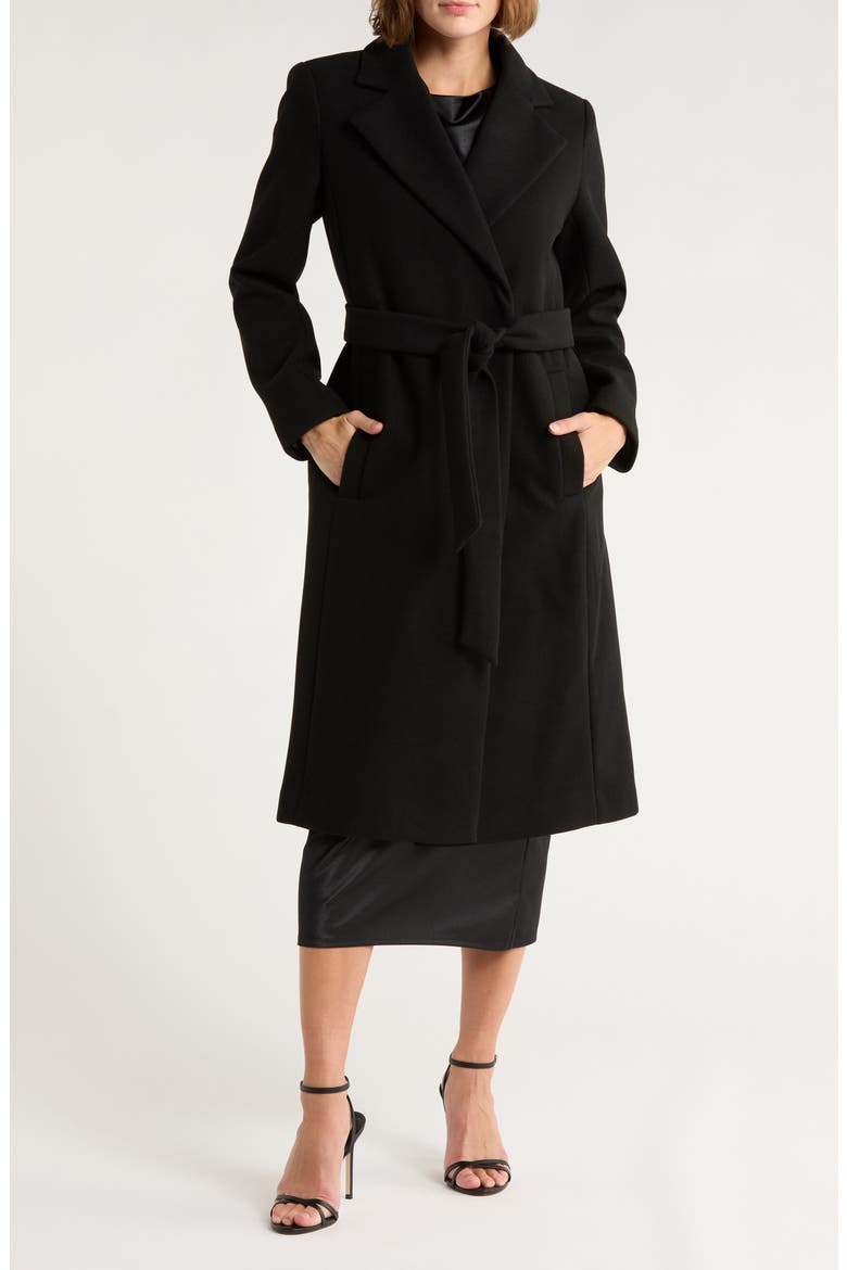 Belted Wrap Coat, Main, color, BLACK