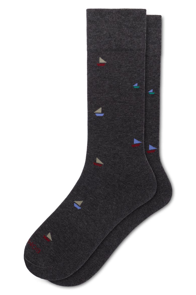 Sailboat Supima® Cotton Blend Socks, Main, color, DARK GREY