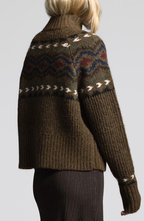 Weekend Los Angeles Spencer Fair Isle Mock Neck Sweater In Cinnamon Aztec