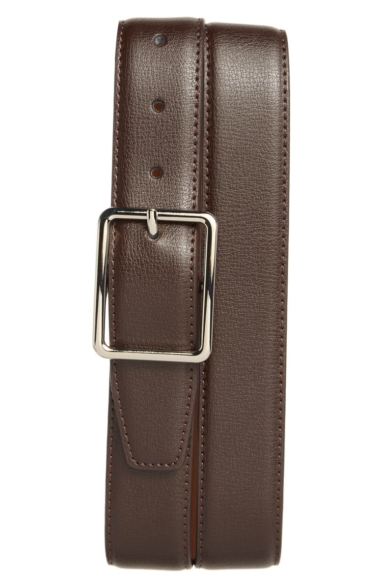 Vince Camuto Leather Belt, Main, color, Dark Brown