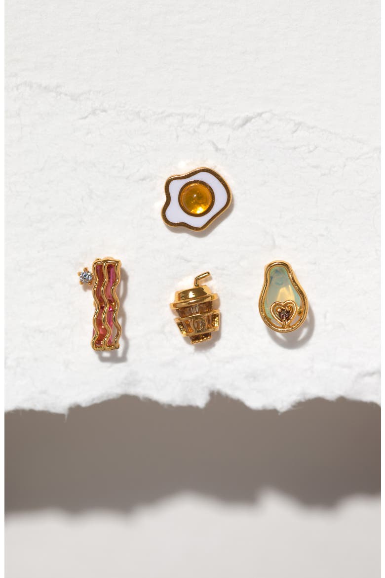 Thanks a Brunch Set of 4 Assorted Single Stud Earrings, Alternate, color, GOLD