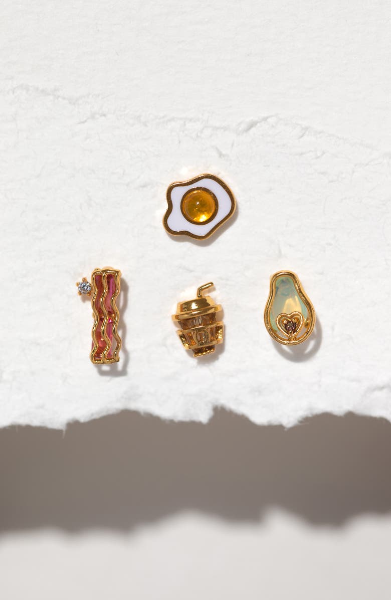 Girls Crew Thanks a Brunch Set of 4 Assorted Single Stud Earrings, Alternate, color, Gold