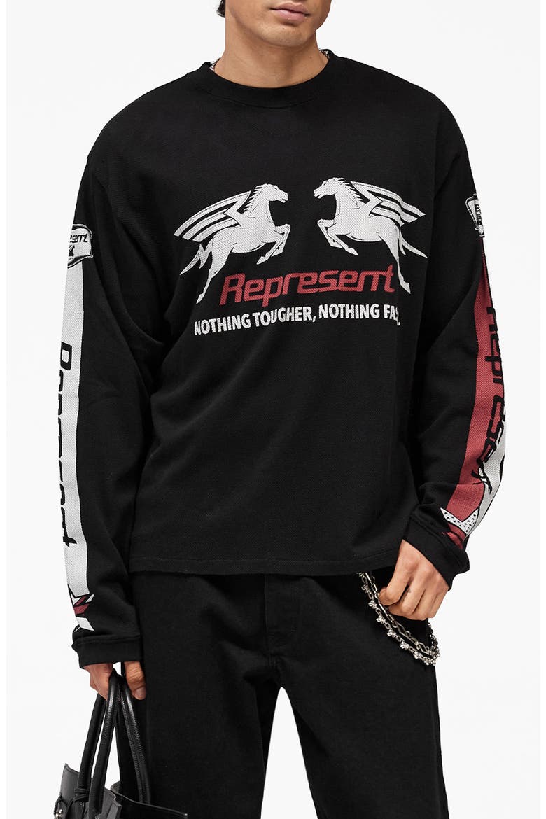 Long Sleeve Cotton Graphic T-Shirt, Main, color, JET BLACK