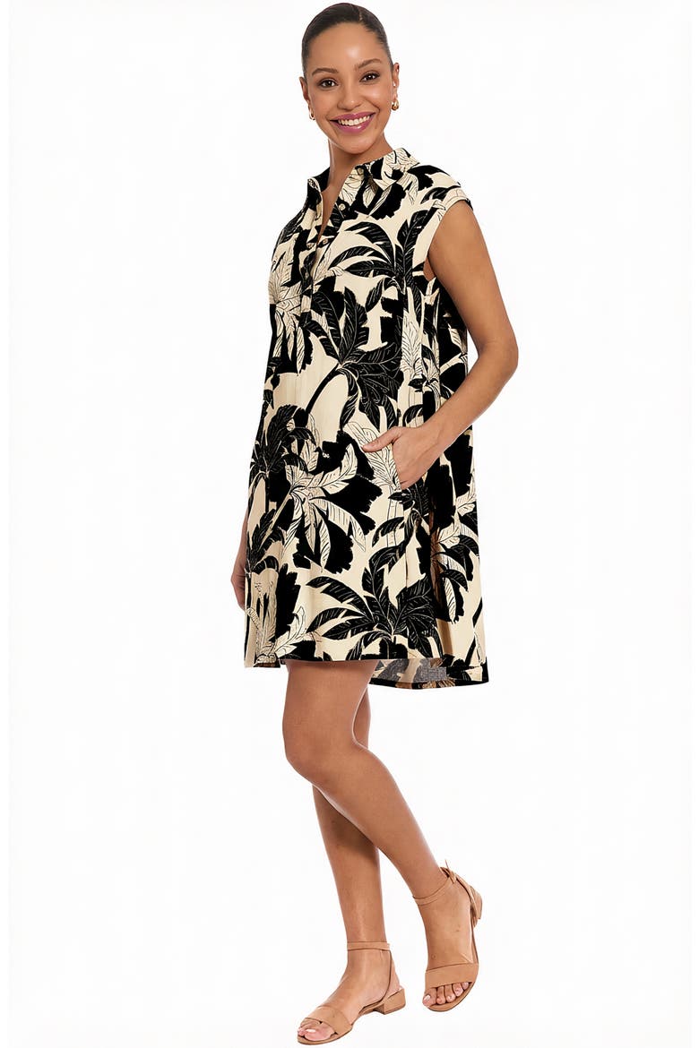 Popover Shirt A-Line Dress, Alternate, color, CREAM/ BLACK