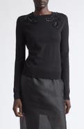 Carolina Herrera Beaded Shoulder Wool & Silk Sweater