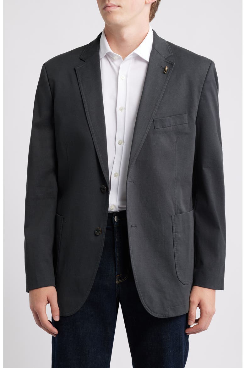 Black Microprint Stretch Cotton Sport Coat, Main, color, BLACK