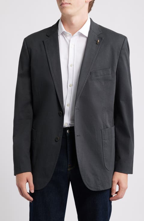 Black Microprint Stretch Cotton Sport Coat