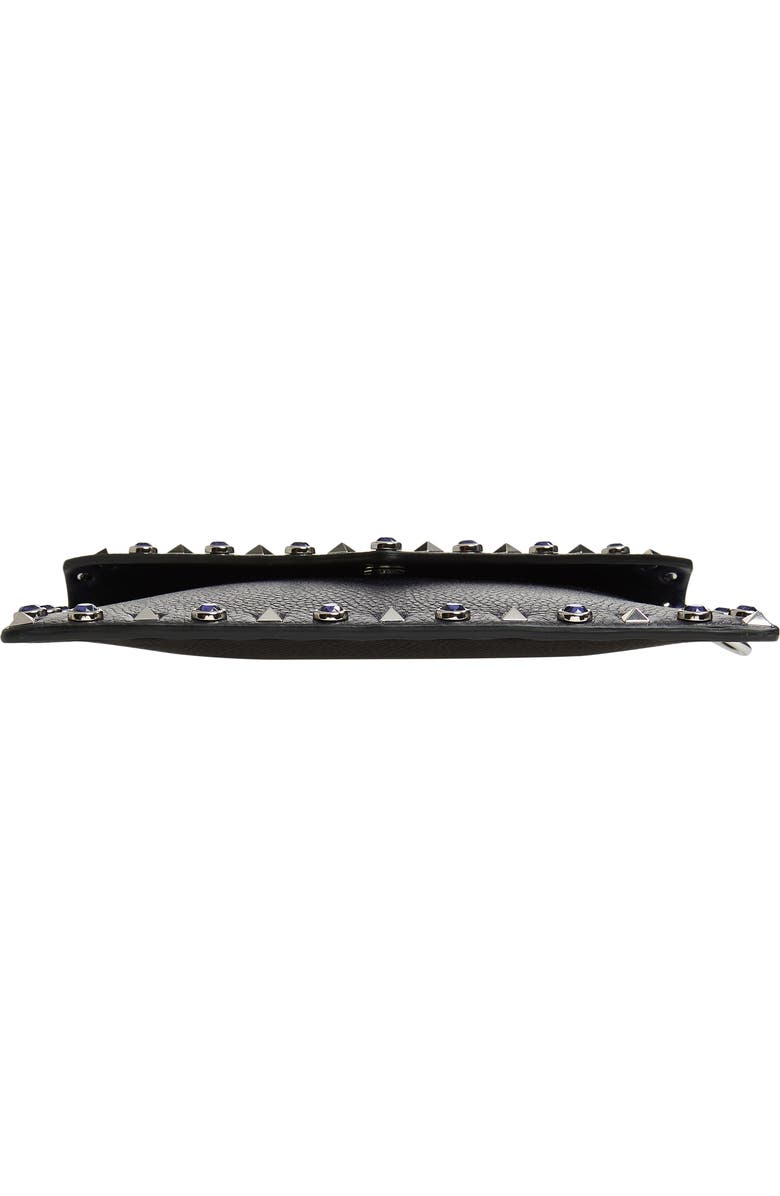 Valentino Garavani Medium Rockstud Flat Leather Wristlet Envelope Pouch, Alternate, color, Navy