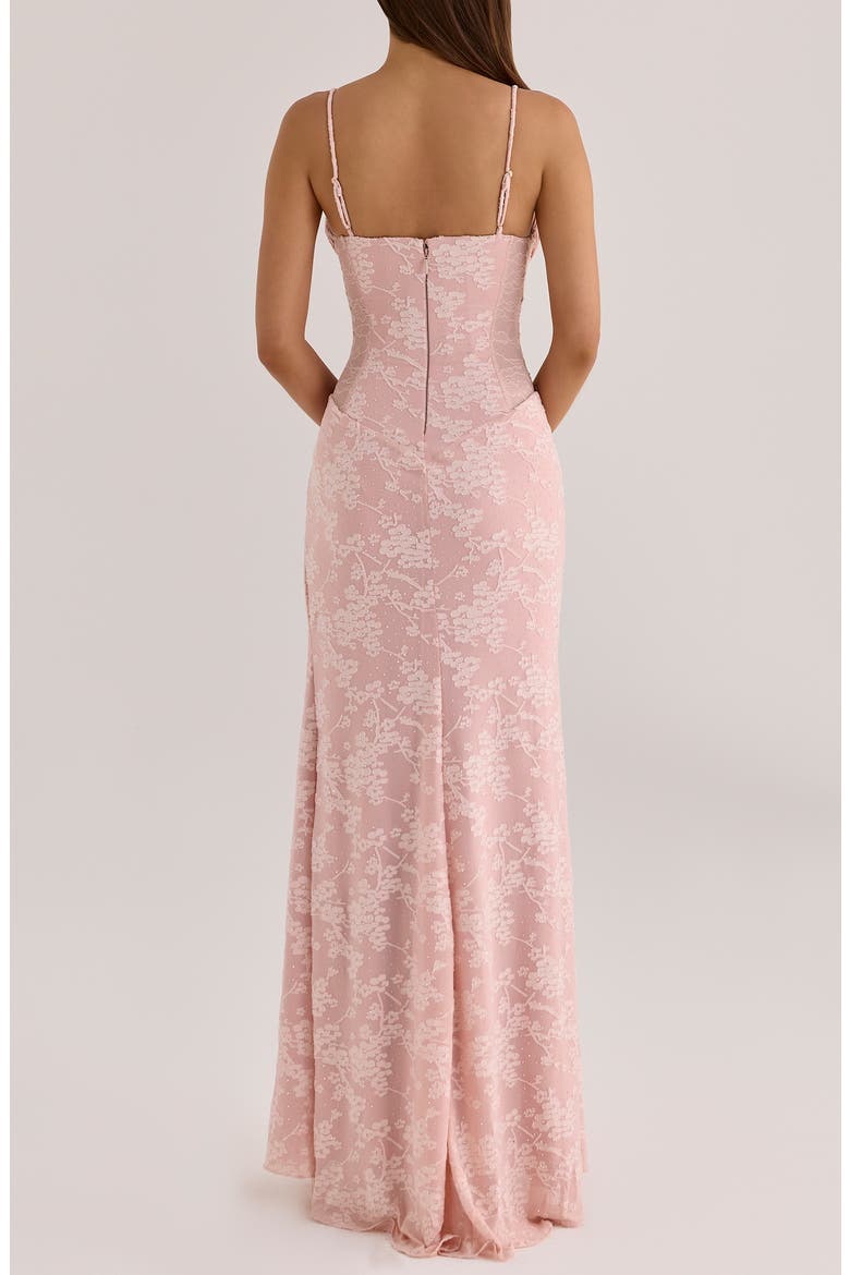 Sabrine Lace Trim Corset Gown, Alternate, color, BLUSH