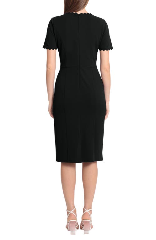 Maggy London Short Sleeve Midi Sheath Dress In Black