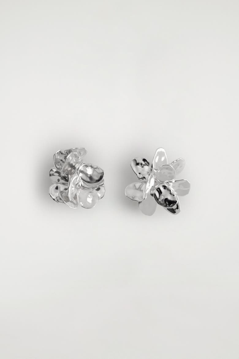 Mismatched Floral Earrings, Main, color, SILVER