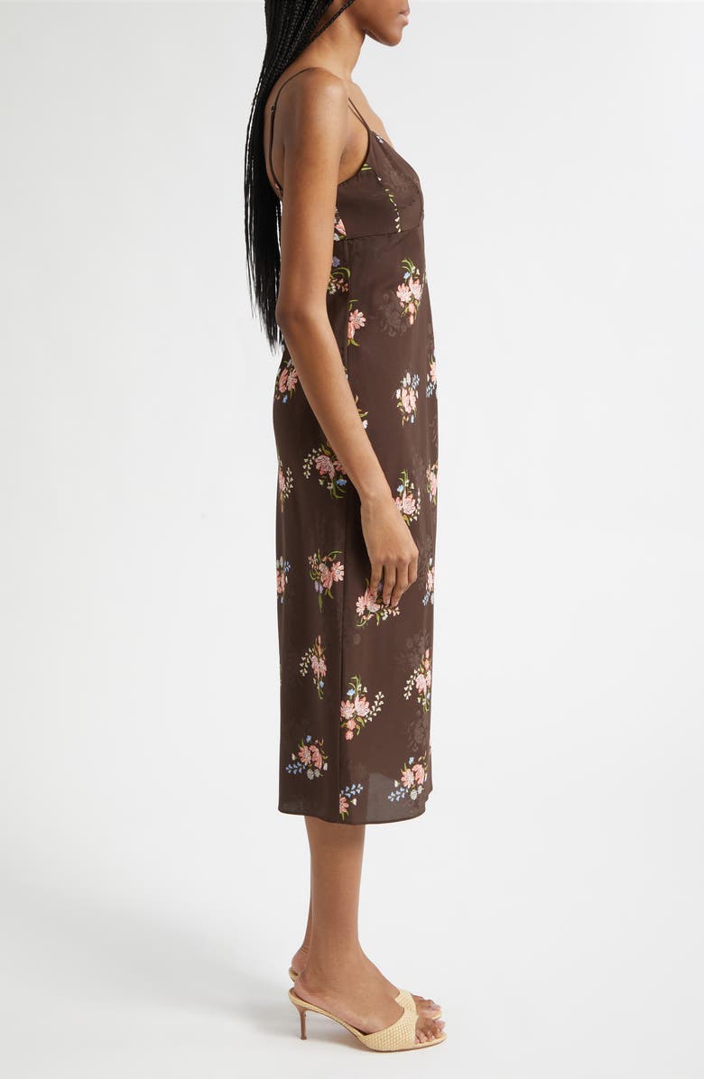 Veronica Beard Shara Floral Print Silk Blend Midi Dress, Alternate, color, Dark Mocha Multi