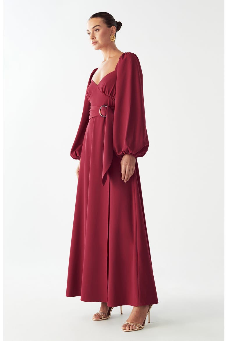 Knoll Midi Dress, Alternate, color, Sangria