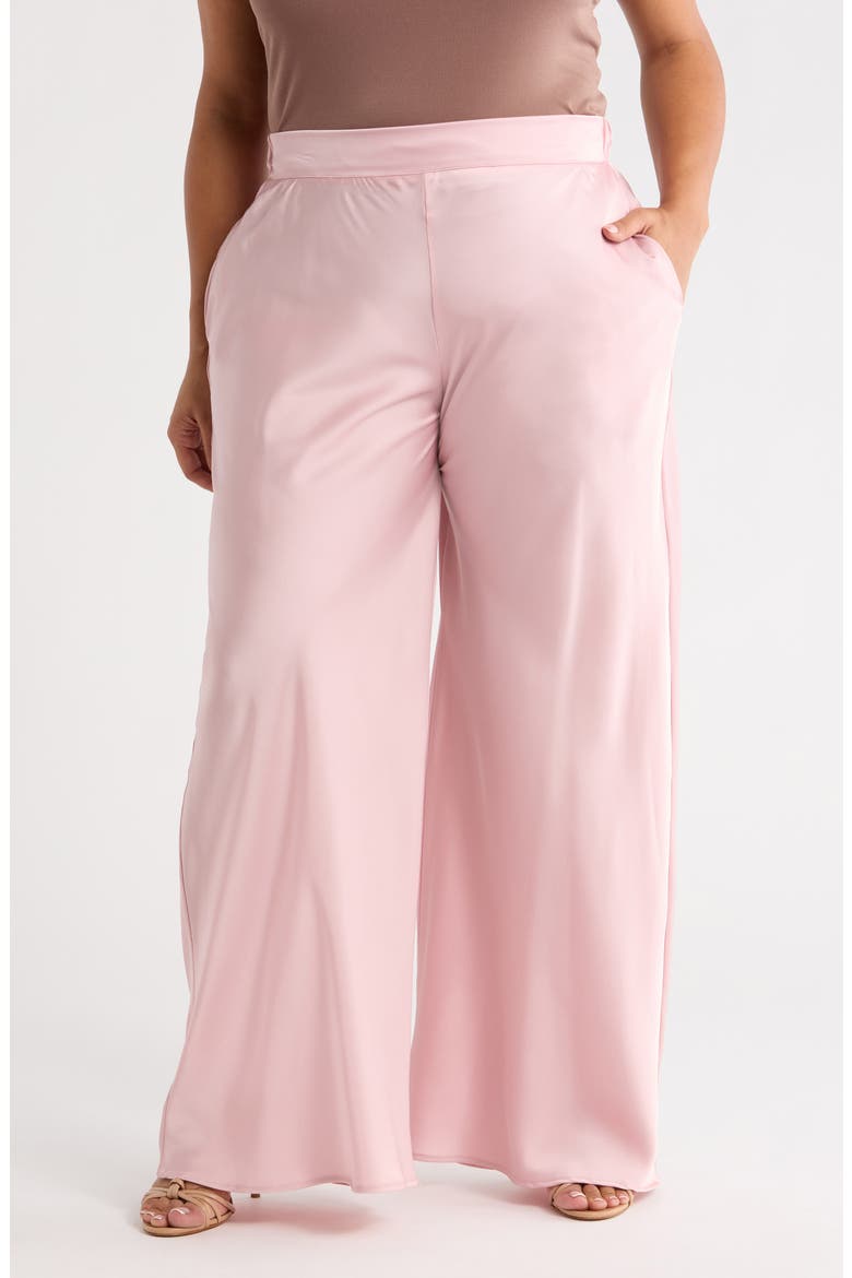 Satin Wide Leg Pants, Main, color, ROSE