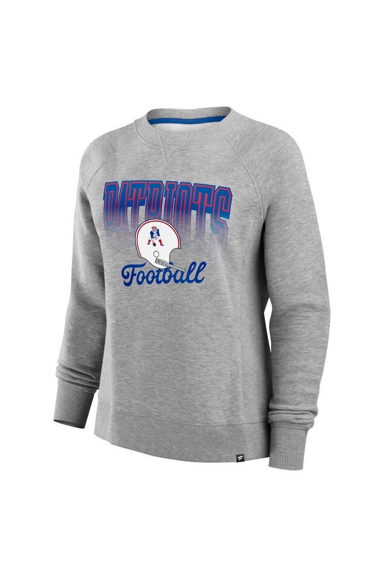 Women's Fanatics Heather Gray New England Patriots Hit Hard Fleece Pullover Sweatshirt, Alternate, color, Heather Gray
