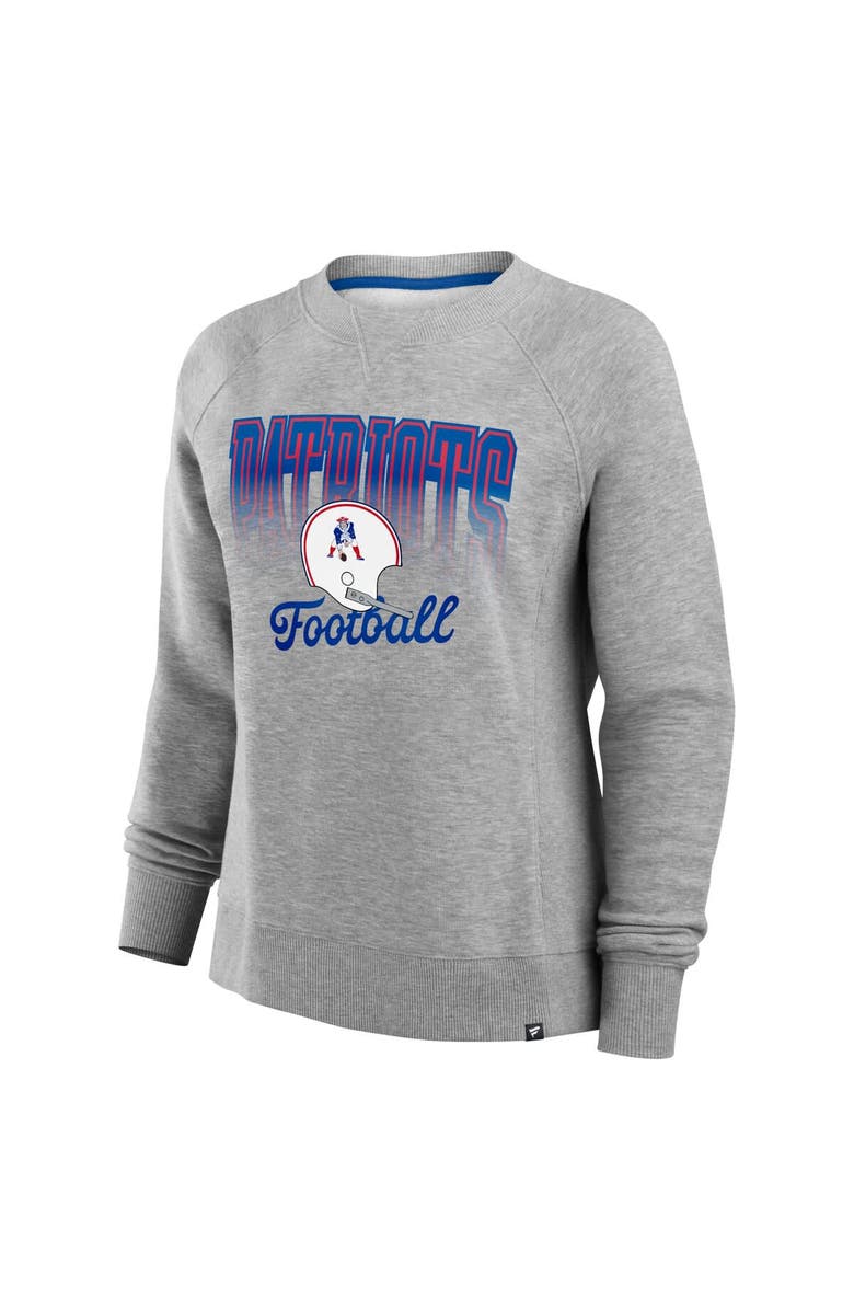 FANATICS Women's Fanatics Heather Gray New England Patriots Hit Hard Fleece Pullover Sweatshirt, Alternate, color, Heather Gray