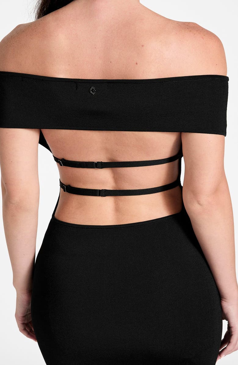 GUESS Katiya Off the Shoulder Minidress, Alternate, color, Black-Black