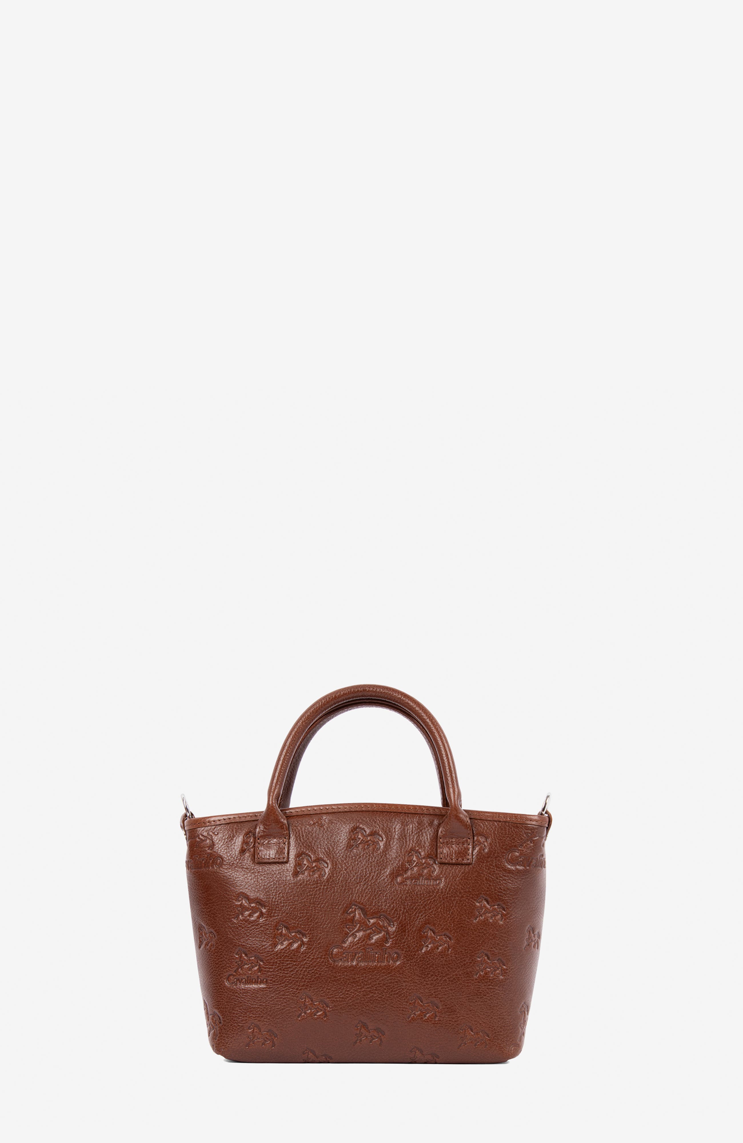 Cavalo Lusitano Embossed Leather Mini Handbag 572, Alternate, color, Camel Brown