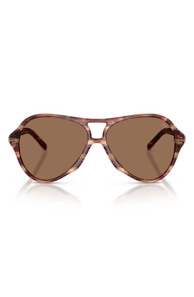 DIESEL<sup>®</sup> 57mm Pilot Sunglasses, Main, color, Striated Brown / Dark Brown