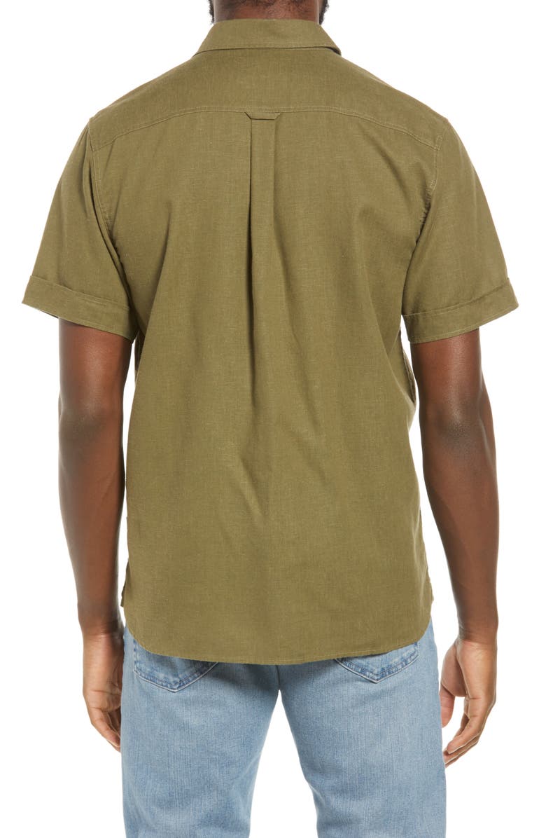 Fjällräven Ovik Travel Short Sleeve Button-Up Shirt, Alternate, color, Green