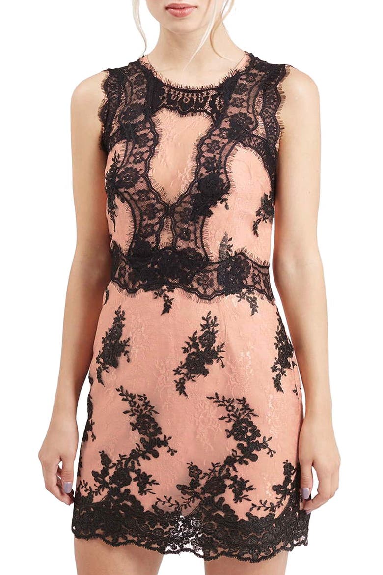 Lace Sleeveless Dress, Alternate, color, NUDE MULTI