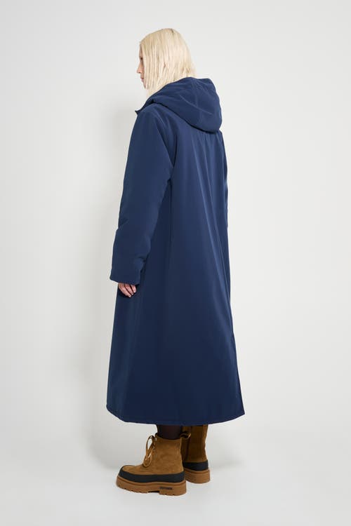 Stutterheim Mosebacke Long Matte Winter Coat In Blue