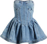Steve Madden Rina Strapless Denim Peplum Top