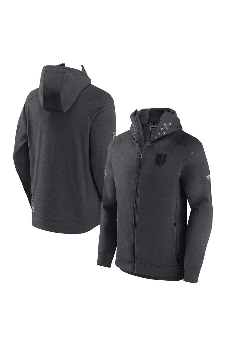 FANATICS Men's Fanatics Branded Heather Charcoal Vegas Golden Knights Authentic Pro Road Tech Full-Zip Hoodie Jacket, Main, color, 