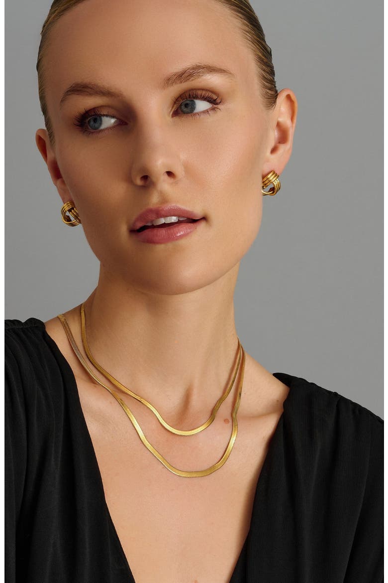 Gold Knot Stud Earrings, Alternate, color, Gold