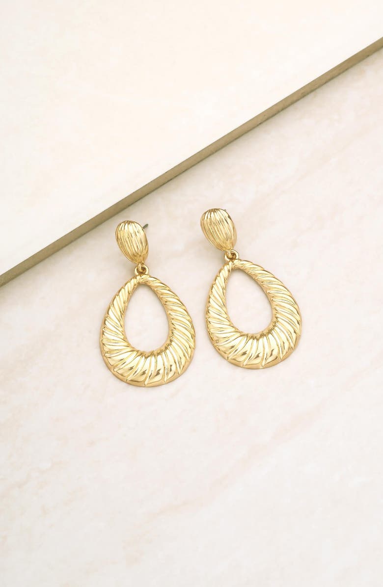 Ettika Teardrop Wave Drop Earrings, Alternate, color, Gold