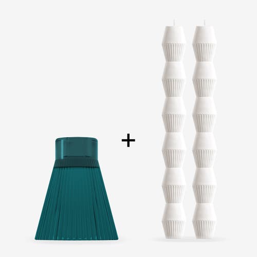 Ozaiz Zai Geometric Pillar Candle In Blue
