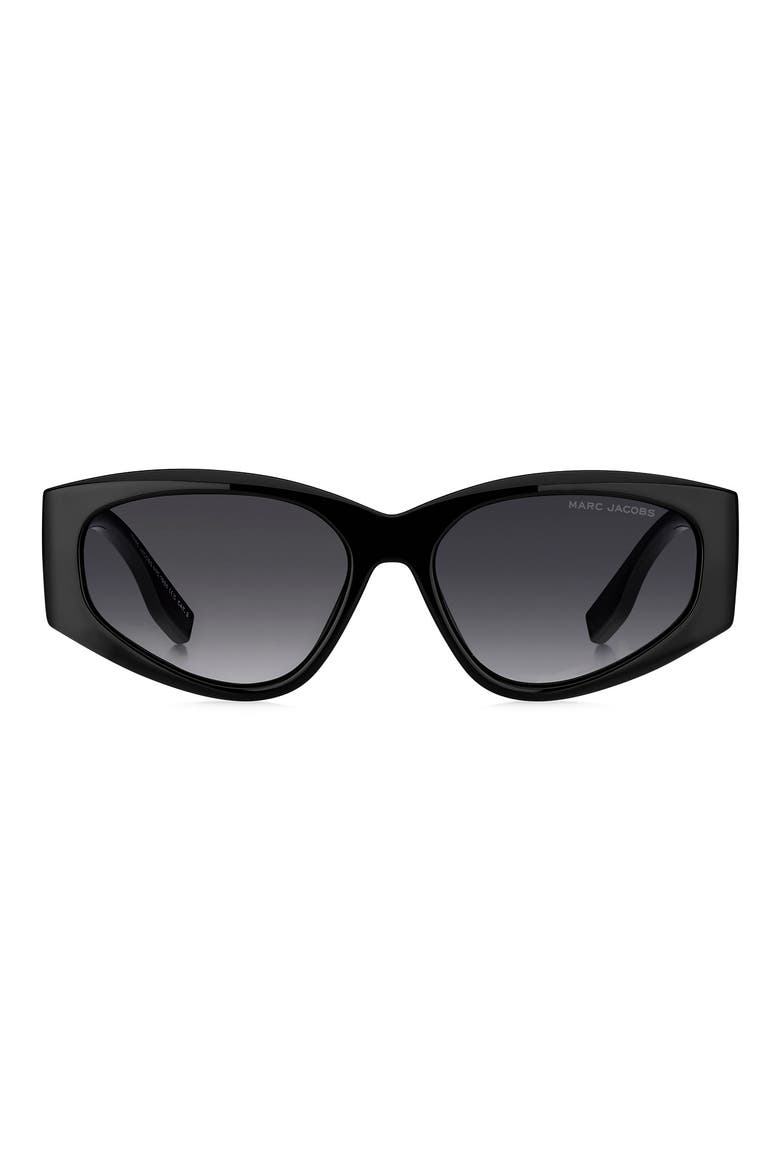 56mm Gradient Cat Eye Sunglasses, Main, color, BLACK