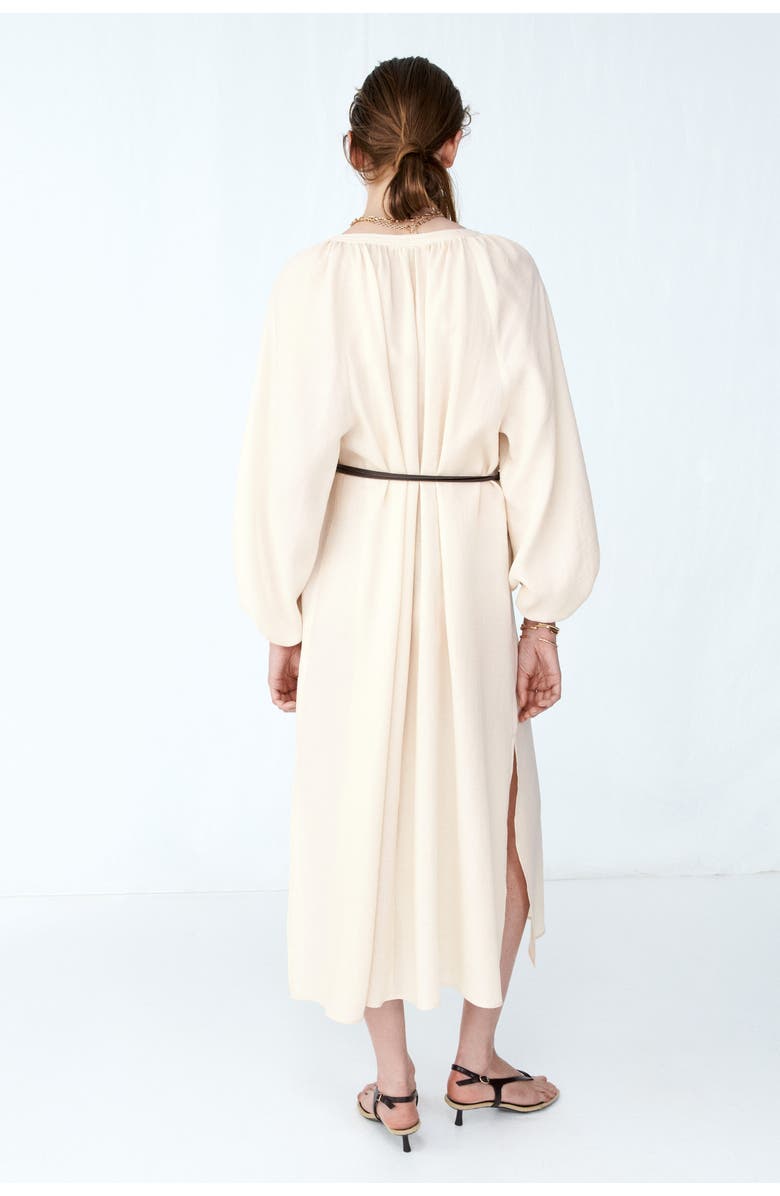 H&M Oversized Tie-belt Dress, Alternate, color, Light Beige