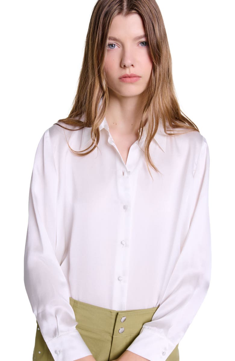 maje White silk blouse, Main, color, 